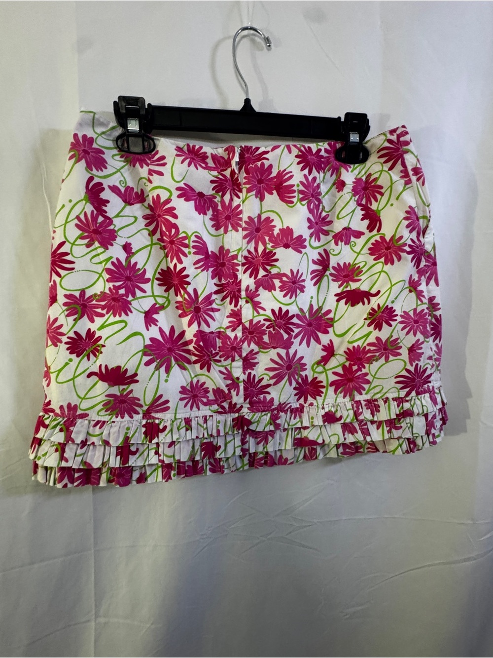 Lilly Pulitzer Pink Floral Ruffle Hem Mini Skirt